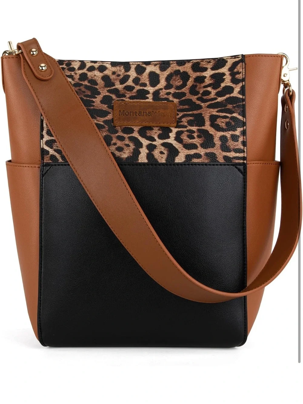 Montana West Leopard Print Bucket Tote Bag